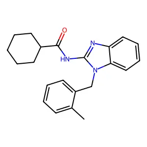 N-[1-[(2-methylphenyl)methyl]benzimidazol-2-yl]cyclohexanecarboxamide structure