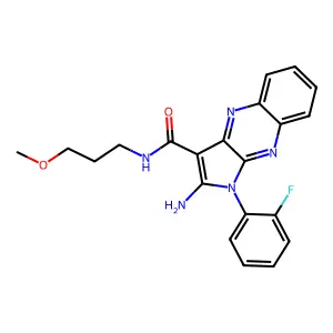 2-amino-1-(2-fluorophenyl)-N-(3-methoxypropyl)-1H-pyrrolo[2,3-b]quinoxaline-3-carboxamide structure