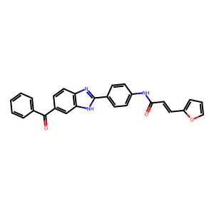 (E)-N-[4-(6-benzoyl-1H-benzimidazol-2-yl)phenyl]-3-(furan-2-yl)prop-2-enamide structure