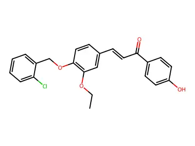(E)-3-[4-[(2-chlorophenyl)methoxy]-3-ethoxyphenyl]-1-(4-hydroxyphenyl)prop-2-en-1-one structure