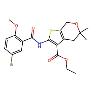 ethyl 2-(5-bromo-2-methoxybenzamido)-5,5-dimethyl-5,7-dihydro-4H-thieno[2,3-c]pyran-3-carboxylate structure