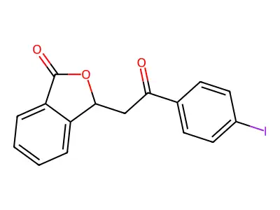 3-[2-(4-iodophenyl)-2-oxoethyl]-3H-2-benzofuran-1-one structure
