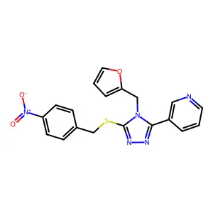 3-[4-(furan-2-ylmethyl)-5-[(4-nitrophenyl)methylsulfanyl]-1,2,4-triazol-3-yl]pyridine structure