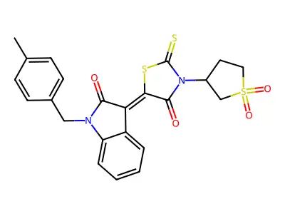 (5Z)-3-(1,1-dioxothiolan-3-yl)-5-[1-[(4-methylphenyl)methyl]-2-oxoindol-3-ylidene]-2-sulfanylidene-1,3-thiazolidin-4-one structure