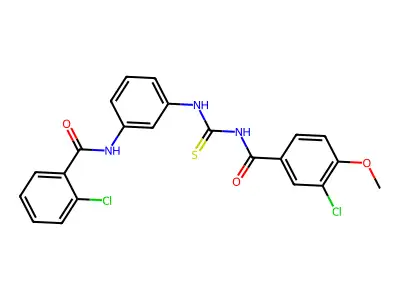 3-chloro-N-[[3-[(2-chlorobenzoyl)amino]phenyl]carbamothioyl]-4-methoxybenzamide structure
