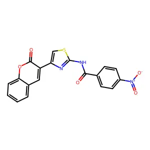 4-nitro-N-[4-(2-oxochromen-3-yl)-1,3-thiazol-2-yl]benzamide structure