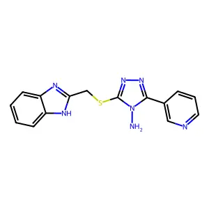 3-(1H-benzimidazol-2-ylmethylsulfanyl)-5-pyridin-3-yl-1,2,4-triazol-4-amine structure