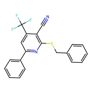 2-Benzylsulfanyl-6-phenyl-4-(trifluoromethyl)pyridine-3-carbonitrile structure