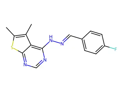 4-Fluorobenzaldehyde 2-(5,6-dimethylthieno[2,3-d]pyrimidin-4-yl)hydrazone structure