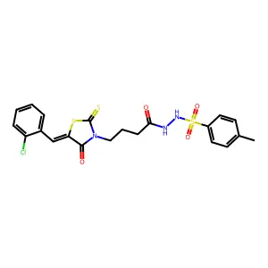 4-[(5Z)-5-(2-chlorobenzylidene)-4-oxo-2-thioxo-1,3-thiazolidin-3-yl]-N'-[(4-methylphenyl)sulfonyl]butanehydrazide structure
