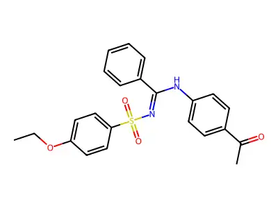 N-(4-acetylphenyl)-N'-(4-ethoxyphenyl)sulfonylbenzenecarboximidamide structure