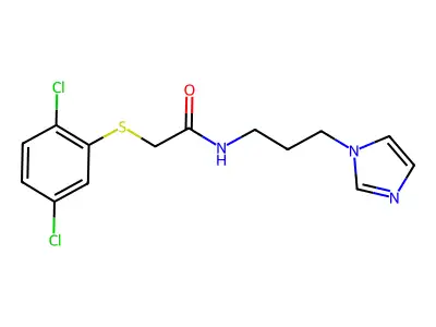 2-(2,5-dichlorophenyl)sulfanyl-N-(3-imidazol-1-ylpropyl)acetamide structure