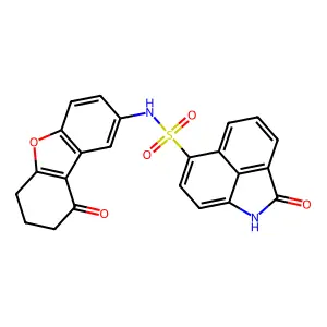 2-oxo-N-(9-oxo-7,8-dihydro-6H-dibenzofuran-2-yl)-1H-benzo[cd]indole-6-sulfonamide structure
