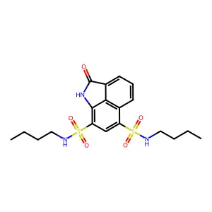 N,N'-dibutyl-2-oxo-1,2-dihydrobenzo[cd]indole-6,8-disulfonamide structure