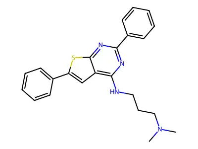 N'-(2,6-diphenylthieno[2,3-d]pyrimidin-4-yl)-N,N-dimethylpropane-1,3-diamine structure