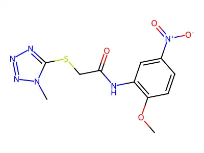 N-(2-methoxy-5-nitrophenyl)-2-(1-methyltetrazol-5-yl)sulfanylacetamide structure