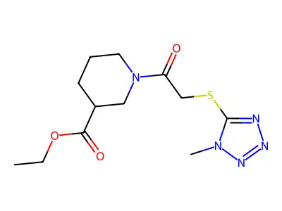 Ethyl 1-[2-(1-methyltetrazol-5-yl)sulfanylacetyl]piperidine-3-carboxylate structure