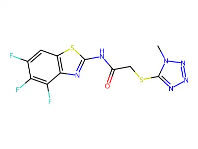 2-(1-methyltetrazol-5-yl)sulfanyl-N-(4,5,6-trifluoro-1,3-benzothiazol-2-yl)acetamide structure
