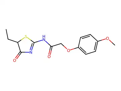 N-(5-ethyl-4-oxo-1,3-thiazol-2-yl)-2-(4-methoxyphenoxy)acetamide structure