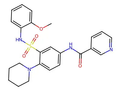 N-[3-[(2-methoxyphenyl)sulfamoyl]-4-piperidin-1-ylphenyl]pyridine-3-carboxamide structure