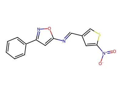 1-(5-nitrothiophen-3-yl)-N-(3-phenyl-1,2-oxazol-5-yl)methanimine structure