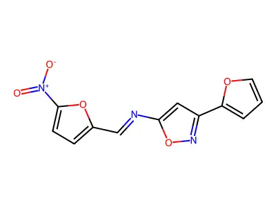 N-[3-(furan-2-yl)-1,2-oxazol-5-yl]-1-(5-nitrofuran-2-yl)methanimine structure