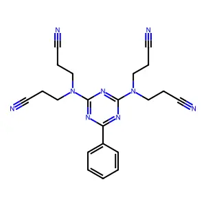 3,3',3'',3'''-[(6-Phenyl-1,3,5-triazine-2,4-diyl)dinitrilo]tetrapropanenitrile structure