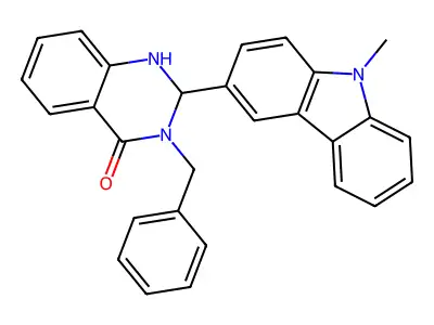 3-Benzyl-2-(9-methylcarbazol-3-yl)-1,2-dihydroquinazolin-4-one structure