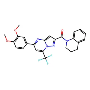 3,4-dihydro-2H-quinolin-1-yl-[5-(3,4-dimethoxyphenyl)-7-(trifluoromethyl)pyrazolo[1,5-a]pyrimidin-2-yl]methanone structure