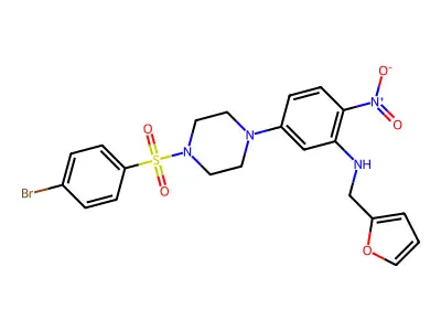5-[4-(4-bromophenyl)sulfonylpiperazin-1-yl]-N-(furan-2-ylmethyl)-2-nitroaniline structure