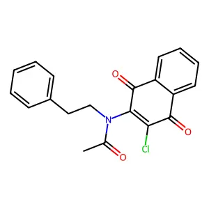 N-(3-chloro-1,4-dioxo-1,4-dihydronaphthalen-2-yl)-N-(2-phenylethyl)acetamide structure