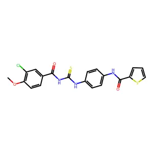 N-[4-[(3-chloro-4-methoxybenzoyl)carbamothioylamino]phenyl]thiophene-2-carboxamide structure