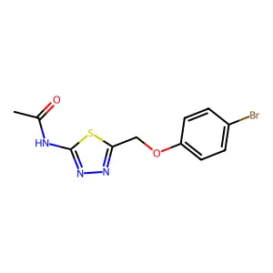 N-[5-[(4-bromophenoxy)methyl]-1,3,4-thiadiazol-2-yl]acetamide structure