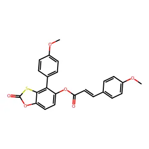 (E)-4-(4-methoxyphenyl)-2-oxobenzo[d][1,3]oxathiol-5-yl 3-(4-methoxyphenyl)acrylate structure