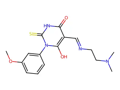 (5E)-5-({[2-(dimethylamino)ethyl]amino}methylidene)-1-(3-methoxyphenyl)-2-sulfanylpyrimidine-4,6(1H,5H)-dione structure