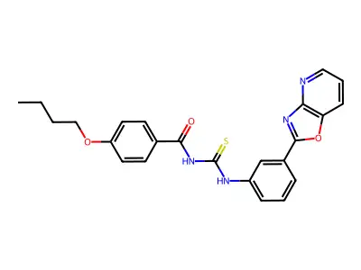4-butoxy-N-[[3-([1,3]oxazolo[4,5-b]pyridin-2-yl)phenyl]carbamothioyl]benzamide structure