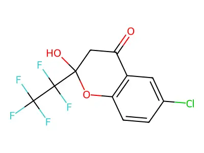 6-chloro-2-hydroxy-2-(pentafluoroethyl)-2,3-dihydro-4H-chromen-4-one structure