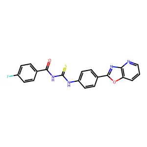 4-fluoro-N-[[4-([1,3]oxazolo[4,5-b]pyridin-2-yl)phenyl]carbamothioyl]benzamide structure