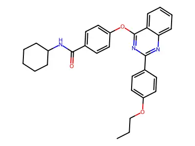 N-cyclohexyl-4-((2-(4-propoxyphenyl)quinazolin-4-yl)oxy)benzamide structure