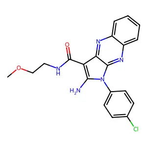 2-amino-1-(4-chlorophenyl)-N-(2-methoxyethyl)-1H-pyrrolo[2,3-b]quinoxaline-3-carboxamide structure