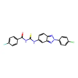 N-[[2-(4-chlorophenyl)benzotriazol-5-yl]carbamothioyl]-4-fluorobenzamide structure