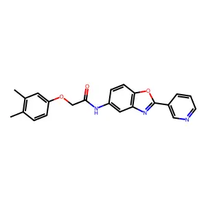 2-(3,4-dimethylphenoxy)-N-(2-pyridin-3-yl-1,3-benzoxazol-5-yl)acetamide structure