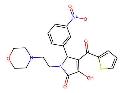 3-hydroxy-1-(2-morpholinoethyl)-5-(3-nitrophenyl)-4-(thiophene-2-carbonyl)-1H-pyrrol-2(5H)-one structure