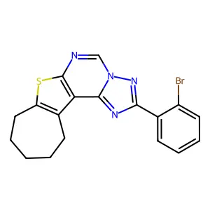 2-(2-bromophenyl)-9,10,11,12-tetrahydro-8H-cyclohepta[4,5]thieno[3,2-e][1,2,4]triazolo[1,5-c]pyrimidine structure