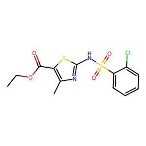 Ethyl 2-{[(2-chlorophenyl)sulfonyl]amino}-4-methyl-1,3-thiazole-5-carboxylate structure