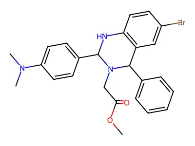 methyl {6-bromo-2-[4-(dimethylamino)phenyl]-4-phenyl-1,4-dihydroquinazolin-3(2H)-yl}acetate structure