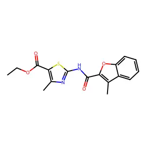 Ethyl 4-methyl-2-(3-methylbenzofuran-2-carboxamido)thiazole-5-carboxylate structure