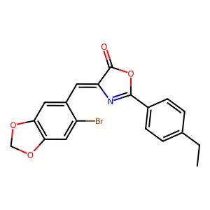 (4Z)-4-[(6-bromo-1,3-benzodioxol-5-yl)methylidene]-2-(4-ethylphenyl)-1,3-oxazol-5-one structure