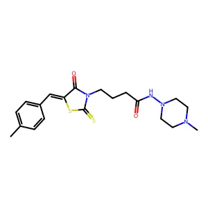 4-[(5E)-5-[(4-methylphenyl)methylidene]-4-oxo-2-sulfanylidene-1,3-thiazolidin-3-yl]-N-(4-methylpiperazin-1-yl)butanamide structure