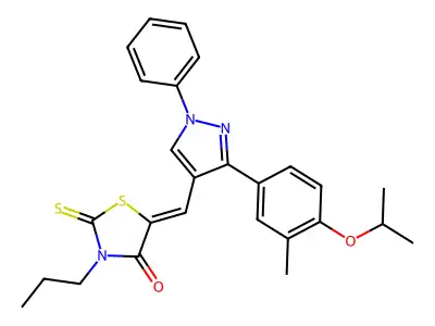 5-[[3-[3-Methyl-4-(1-methylethoxy)phenyl]-1-phenyl-1H-pyrazol-4-yl]methylene]-3-propyl-2-thioxo-4-thiazolidinone structure